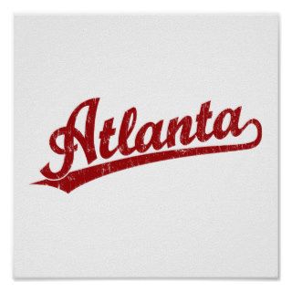 Atlanta script logo in red poster
