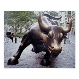 Wall Street Bull Financial District Poster