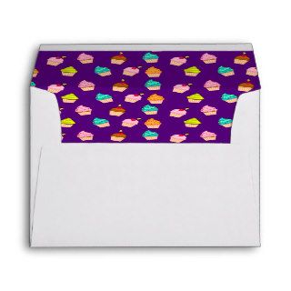 Yummy Cute Cupcakes On Purple Envelopes