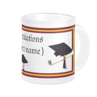 Graduation Cap w/Diploma   Gold &  Red Coffee Mug