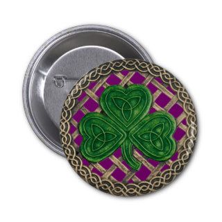 Shamrock And Celtic Knots Button Purple