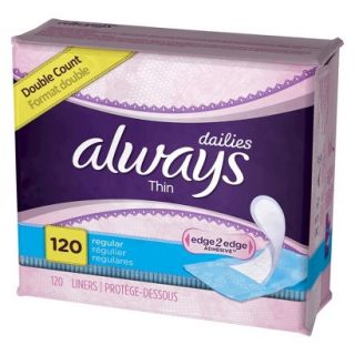 Always Incredibly Thin Daily Liners, 120 count