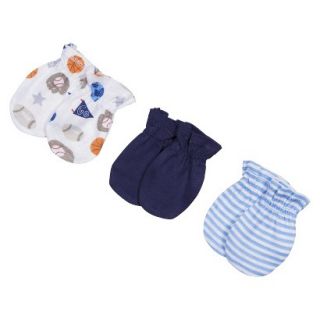 Gerber Newborn Boys 3 Pack Sports Mittens   Blue 0 3 M