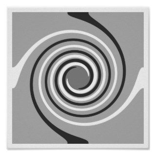 Spirals in Gray and White. Stylish swirls. Posters