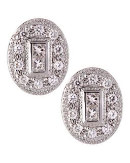 White Gold Diamond Oval Earrings