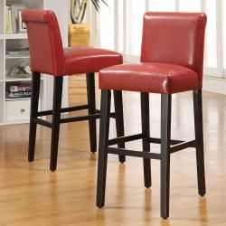 Bennett 29 inches Red Faux Leather Bars Bar Stools