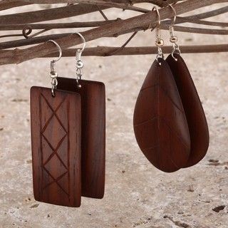Set of 2 Engraved Cocobolo Earrings (Panama) Earrings