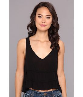 Free People Solid Crinkle Breeze Cami Womens Blouse (Black)