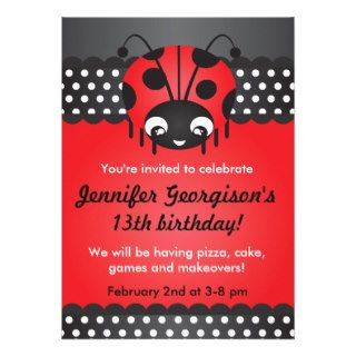 Ladybug Polka Dot Birthday Party Invitation