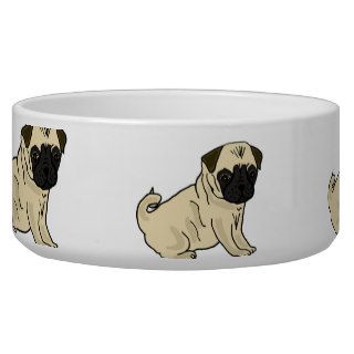 AL  Pugs Cartoons Water Bowl Dog Food Bowls
