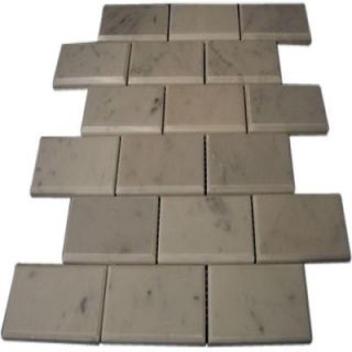 Splashback Tile Beveledeled White Carrera Marble Tile   6 in. x 6 in. Tile Sample L3C3 MARBLE TILE