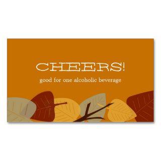 Modern scattered leaves autumn bar drink ticket business cards