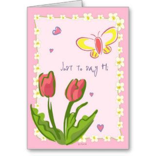 Butterflies and flowers "Hi" Greeting Card