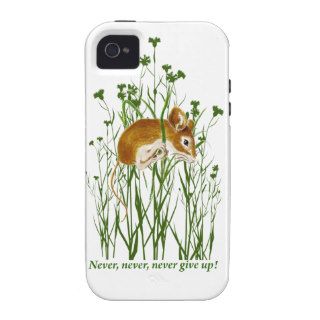 Cute Mouse Motivational Quote Never Give up iPhone 4 Cover