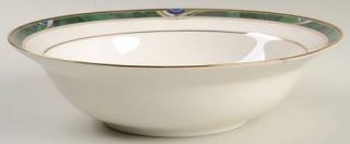 Nikko Cypress 9 Round Vegetable Bowl, Fine China Dinnerware   Blue On Green Mar