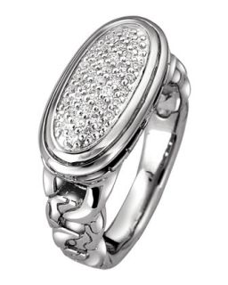 Diamond Pave Oval Chain Trim Ring, Size 7