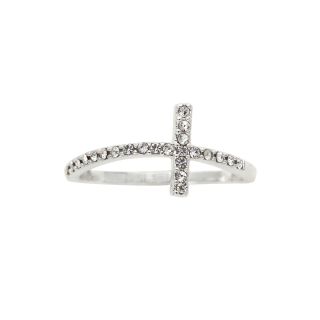 Bridge Jewelry Crystal Horizontal Cross Ring