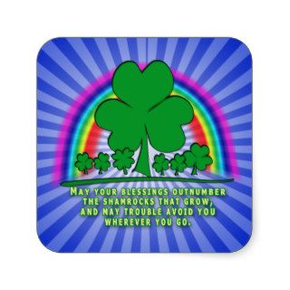 MAY YOUR BLESSINGS OUTNUMBER SHAMROCKS SQUARE STICKER