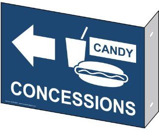 Concessions With Left Arrow Sign NHE 9695Proj WHTonNavy Information  Business And Store Signs 