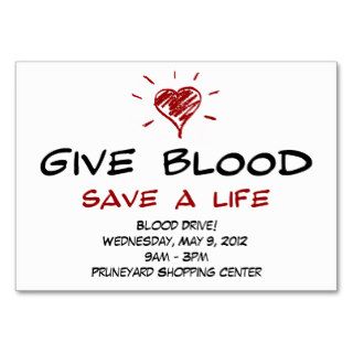 Give Blood Save A Life Blood Drive Chubby Template Business Card