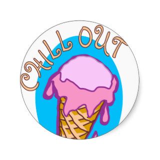 Chill Out Ice Cream Social Label Round Stickers