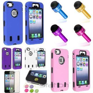 XMAS SALE Hot new 2014 model Color Deluxe Hybrid 3 Piece Case+Cap Pen+Colorful SP+Sticker For iPhone 5CHOOSE COLOR Cell Phones & Accessories