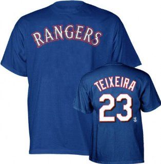Mark Teixeira Blue Majestic Royal Player Name & Number Texas Rangers Youth T Shirt  Athletic Shirts  Sports & Outdoors