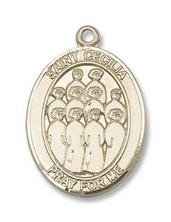 Gold Filled St. Cecilia Choir Pendant 1 x 3/4 inch Medal Jewelry