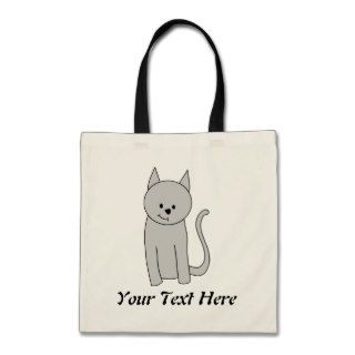 Gray Cat Cartoon. Tote Bags