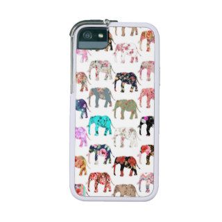 Girly Whimsical Retro Floral Elephants Pattern iPhone 5 Covers