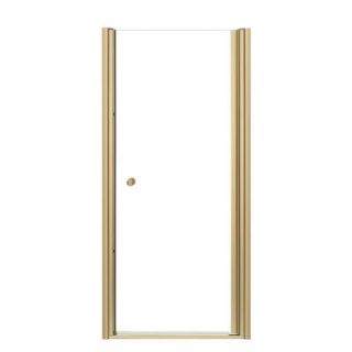 KOHLER Fluence 31 1/2 in. x 65 1/2 in. Frameless Pivot Shower Door in Bright Brass Finish with Crystal Clear Glass K 702402 L BH