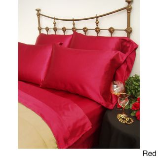 Scent Sation Charmeuse Ii Satin Full size Sheet Set With Bonus Pillowcases Red Size Full