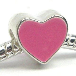 " Pink Heart " Charm for Pandora Chamilia Kay's Troll European Story Charm Bracelets Jewelry