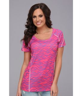 Cruel Printed Scoop Neck Athletic Tee Womens Short Sleeve Pullover (Pink)