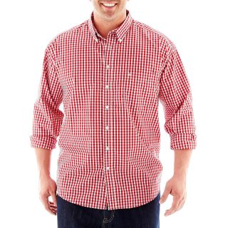 Dockers Long Sleeve Gingham Shirt Big and Tall, Red, Mens