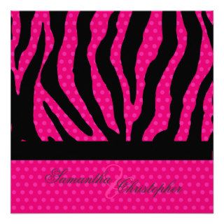 zebra/polka dots/hot pink custom invite