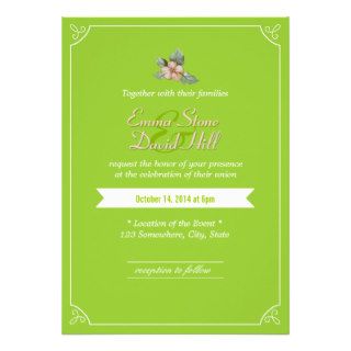 Spring Green Vintage Flower Wedding Invitations