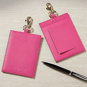 Personalized Pink Leather Luggage Tags