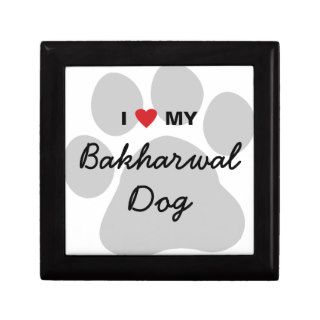 I Love (Heart) My Bakharwal Dog Paw Print Keepsake Box