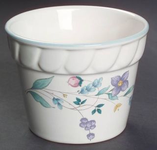 Pfaltzgraff April  Flower Pot, Fine China Dinnerware   Stoneware, Floral On Rim,