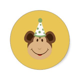 Monkey wearing a party hat stickers