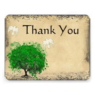 Heart Leaf Emerald Tree Dove Bird Thank You Announcements
