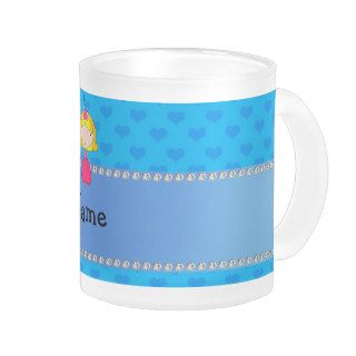 Personalized name princess blue hearts coffee mugs
