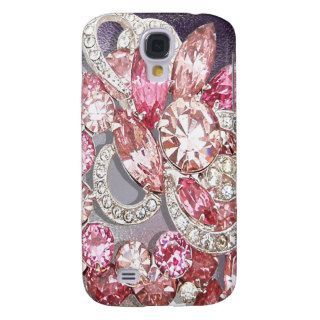 Pretty Pink Floral Bling Diamonds Samsung Galaxy S4 Case