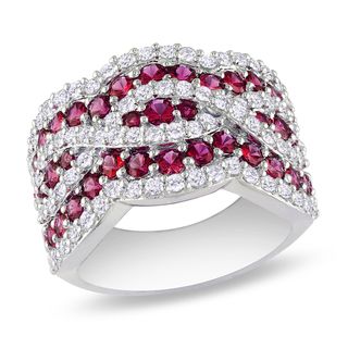 Miadora Sterling Silver Ruby and White Sapphire Ring Miadora Gemstone Rings