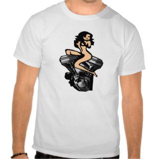 White Biker Girl Block Motor T shirts