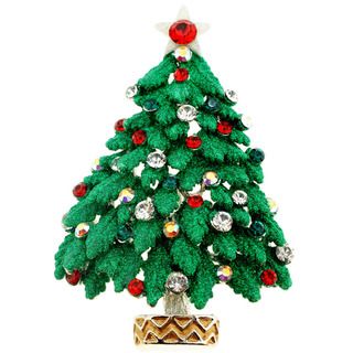 Two tone Crystal Christmas Tree Brooch Brooches & Pins