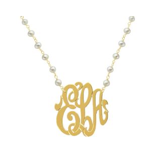 22K Gold Plated Sterling Silver Monogram Necklace, Womens