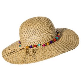 Merona Floppy Hat with Multicolored Beads   Tan