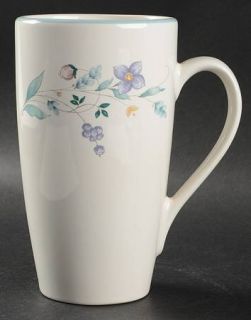 Pfaltzgraff April  Latte Mug, Fine China Dinnerware   Stoneware, Floral On Rim,
